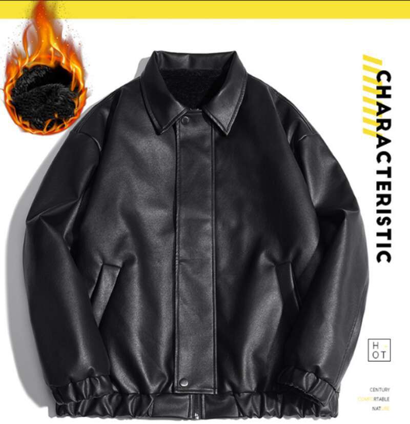 Men's Clothing 2025 New Pu Leather Padded Jacket High Quality