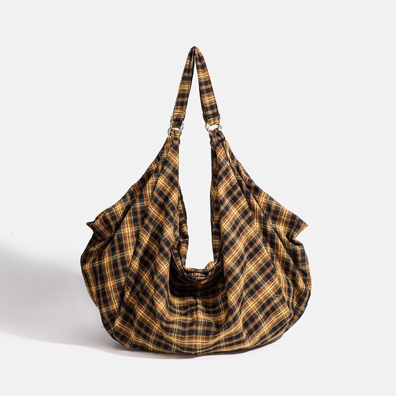 Plaid Tote 2025 New Large Capacity Shoulder Crossbody Canvas Bag ddmymoon