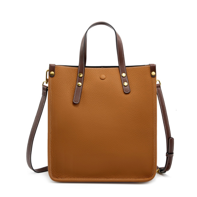 Fashion Genuine Vertical Tote Handbag Top Layer Cowhide Commuter Shoulder Briefcase Women Soft Leather Crossbody Bag