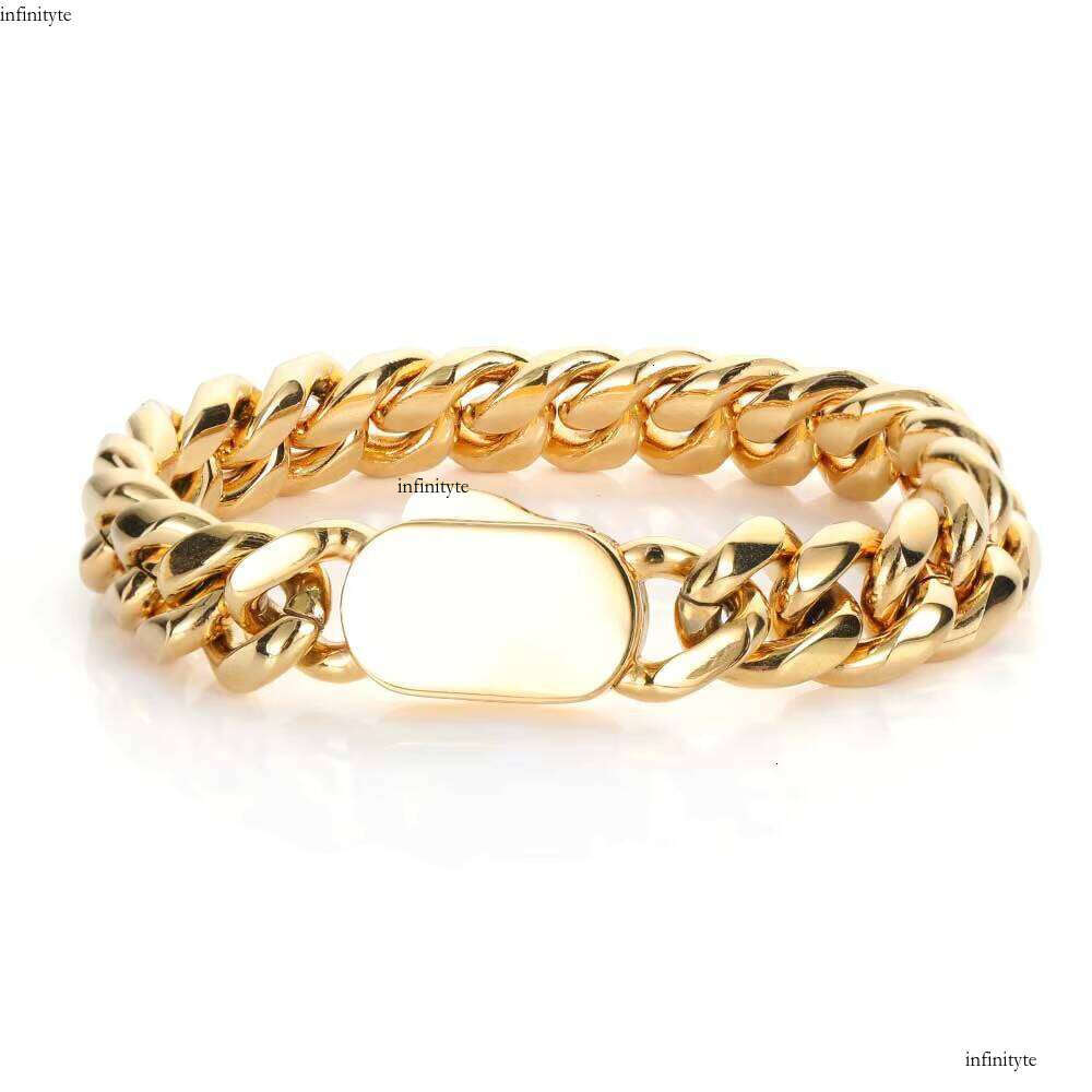 Nuoya 10mm Hip Hop Stainless Steel Chain Miami Cuban Link Bracelet for Men Gold Plated Men's Jewelry Fine Bracelets
