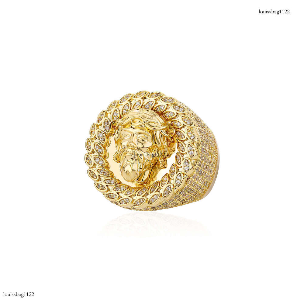 New Style Avatar Men's Personality Micro Paved Full Zircon Hip Hop Ring Gold Jewelry