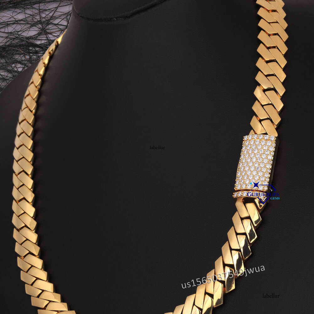 Luxurious Sterling Sier Quality Moissanite Cuban Chain Necklace Men's Fashion Hip-Hop Jewelry Gift