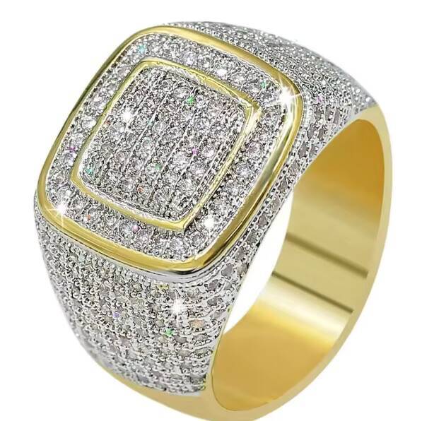 2025 Iced Out Jewelry VVS Moissanite Men Ring Gold Hip Hop Real Gold Hiphop Gemstone Rings Round Champion Ring