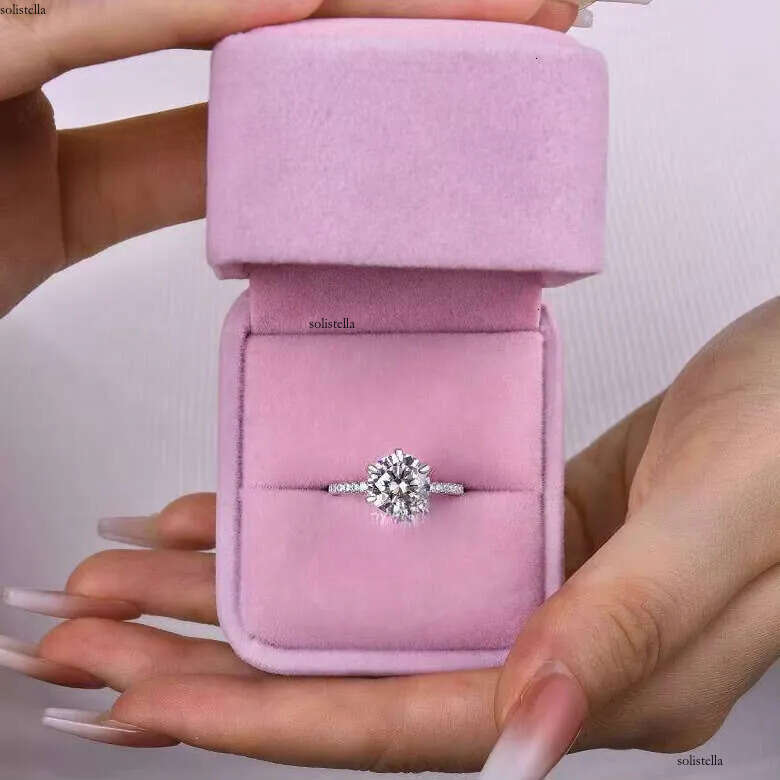Hot Sale Valentine's Day Six-Claw Moissanite Ring S Gold Inlaid High Quality Classic Jewelry