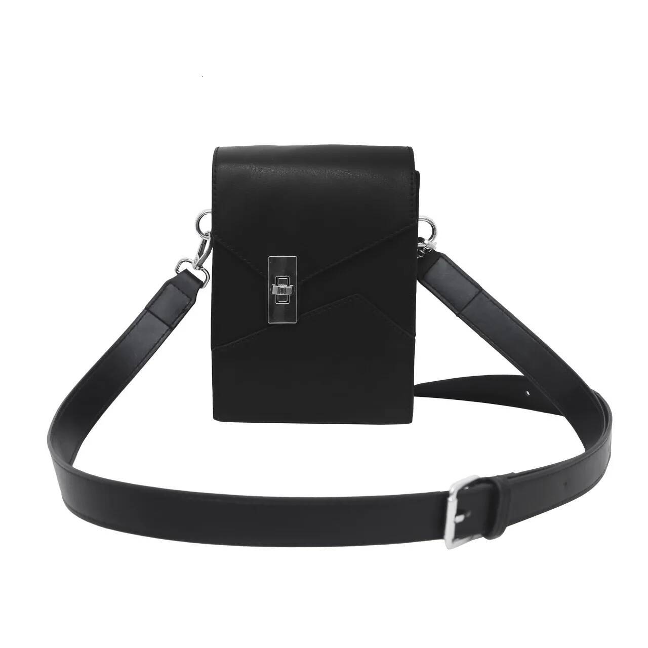New Men's Small Flap Crossbody Designer Box Shape Shoulder Pu Leather Lock Buckle Single Mobile Phone Bag Purse