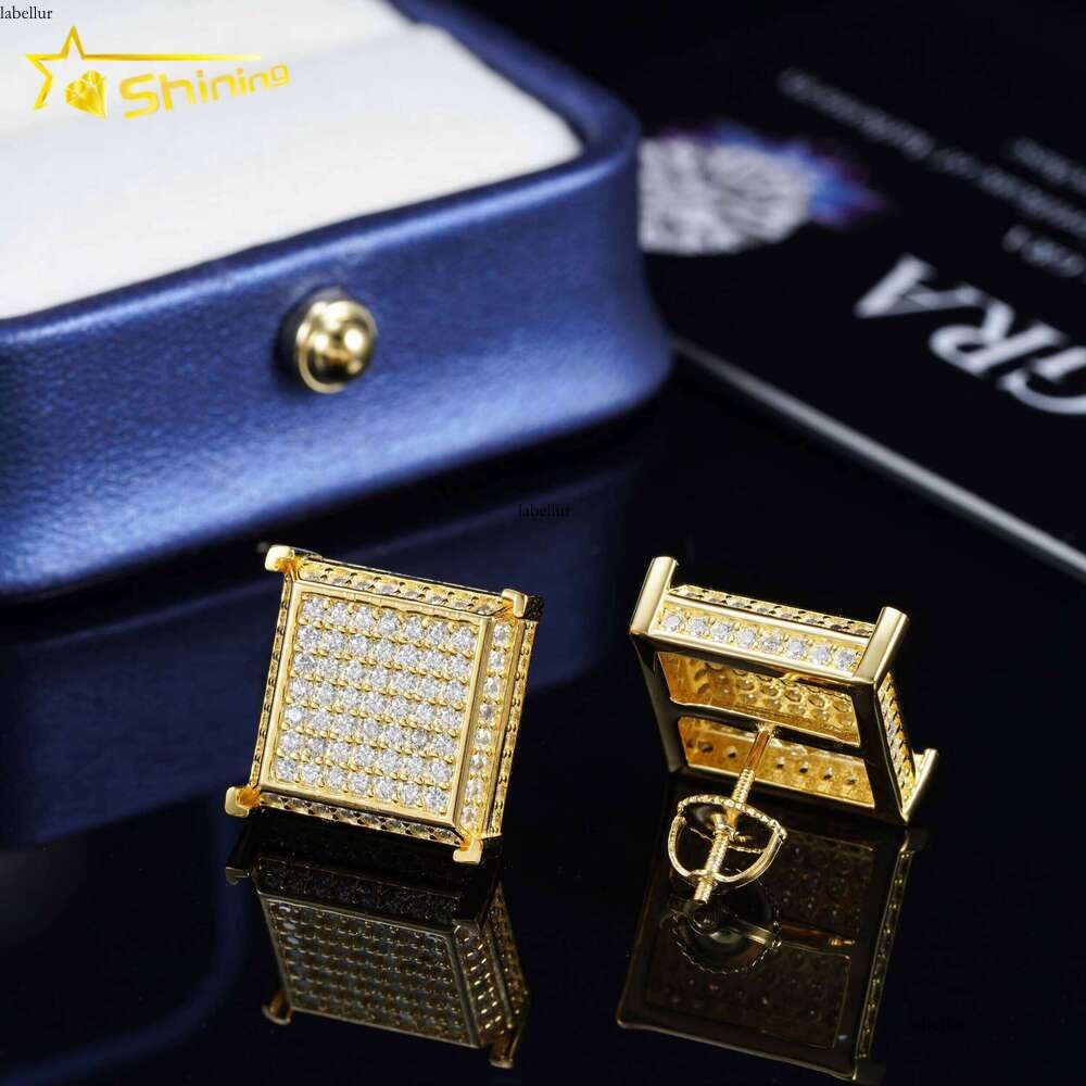 Ready to Ship Pass Dia Tester GRA Certified Sterling Sier Hip Hop Jewelry VVS D Color Moissanite Stud Earrings Mens