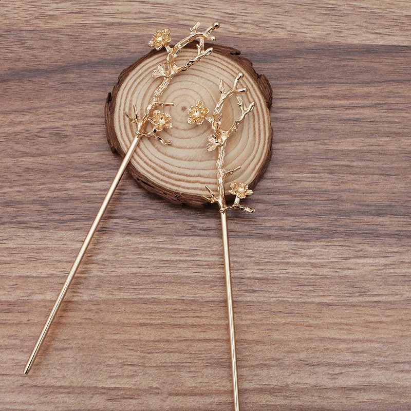 10 PCS 120mm Metal Alloy KC Gold/Silver Plated Branch Flowers Hair Sticks For Women Hairwear Decoration 250807