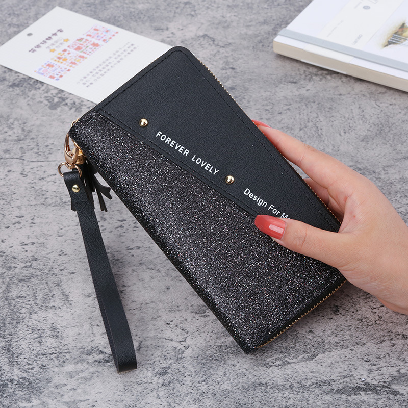 2025 New Luxury Bag Long Wallet For Women Zipper Wallet Korean Style Patchwork Color Block Tassel Versatile Card Holder Phone Bag