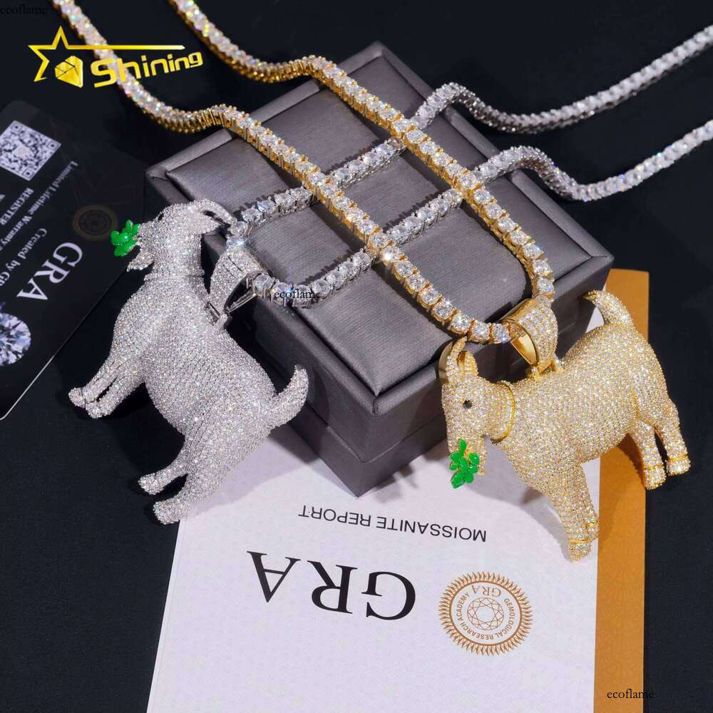 Pass Dia Tester Sier Custom Enamel Goats Iced Out High Quality Hip Hop Moissanite Pendant