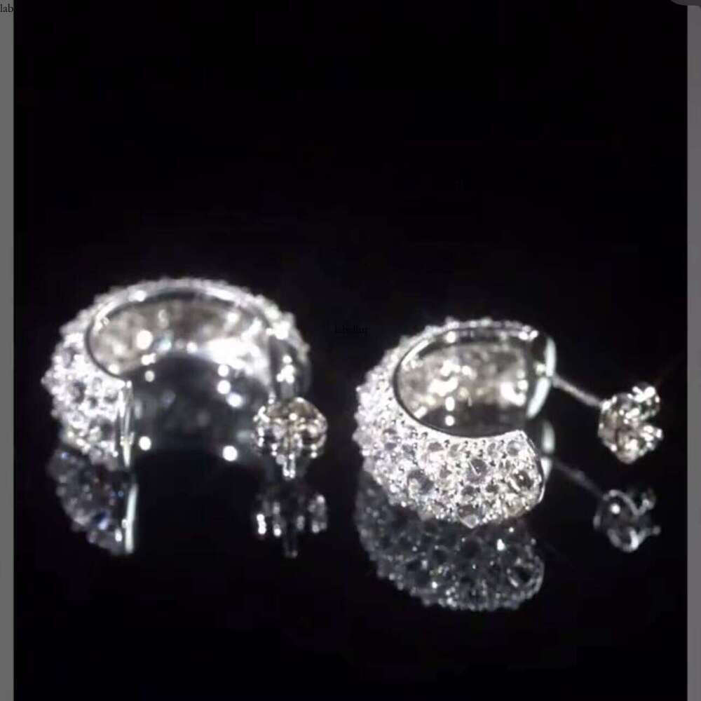 GRA Certificated Pass Tester Men Sterling Sier Upside Down Mosaic Setting Dia Hoop Hie Earrings