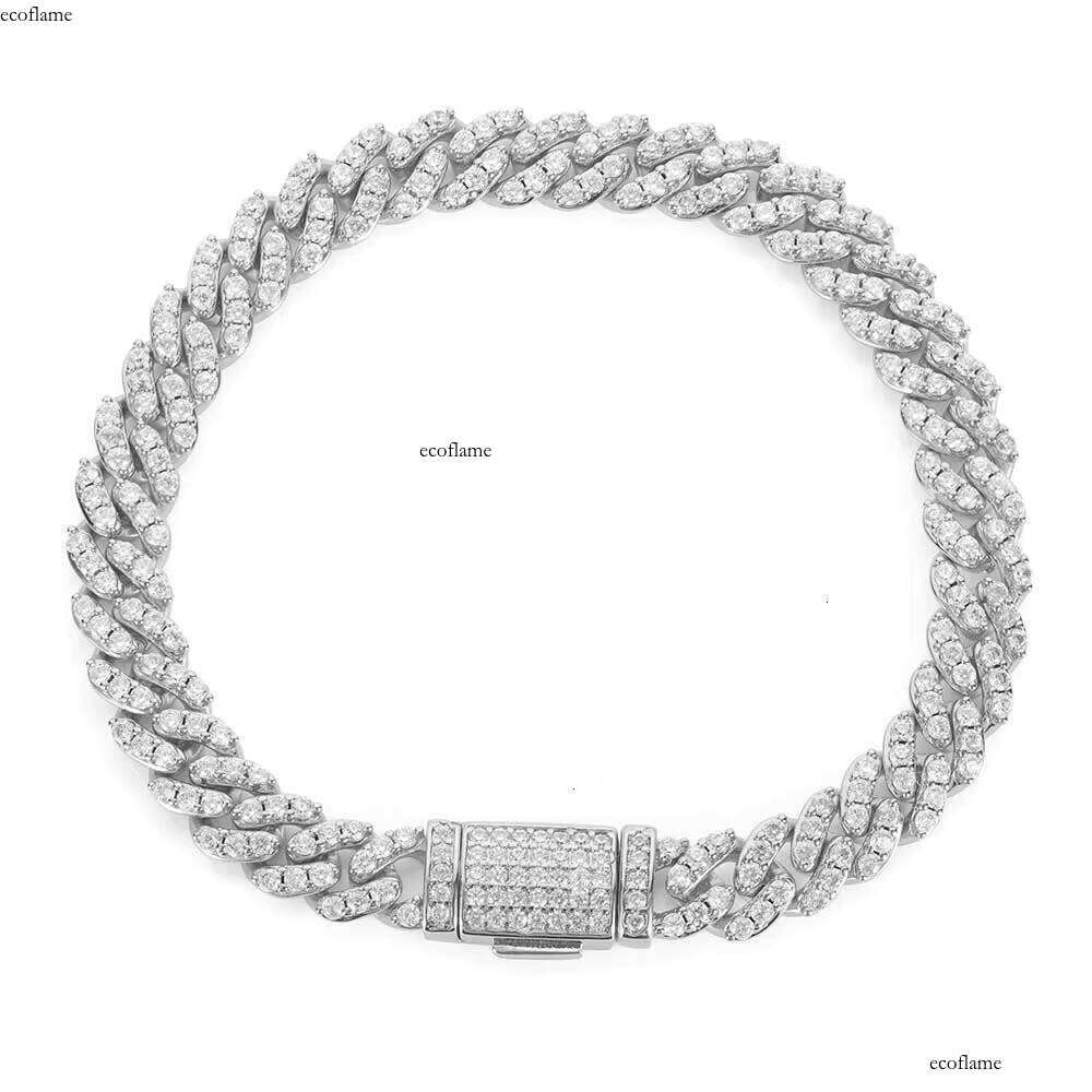 8mm Cuban Ice Out Hip Pulsera De Cadena Mujer Curb Hop Hand Chain Bracelet