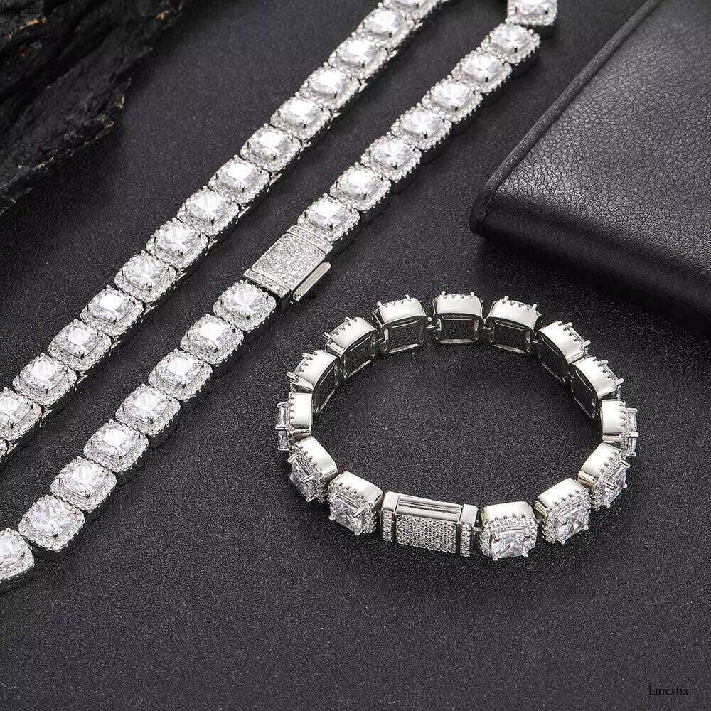 12mm Ice Dia Hip Hop Bracelets 3A Cubic Zirconia Clustered Iced Out Tennis Chain Bracelet