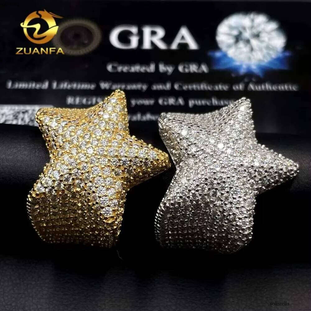 Pass Tester Drop Shipping Fine Jewelry Hip Hop Dia Iced Out Men Ring Moissanite Sterling Sier Rings
