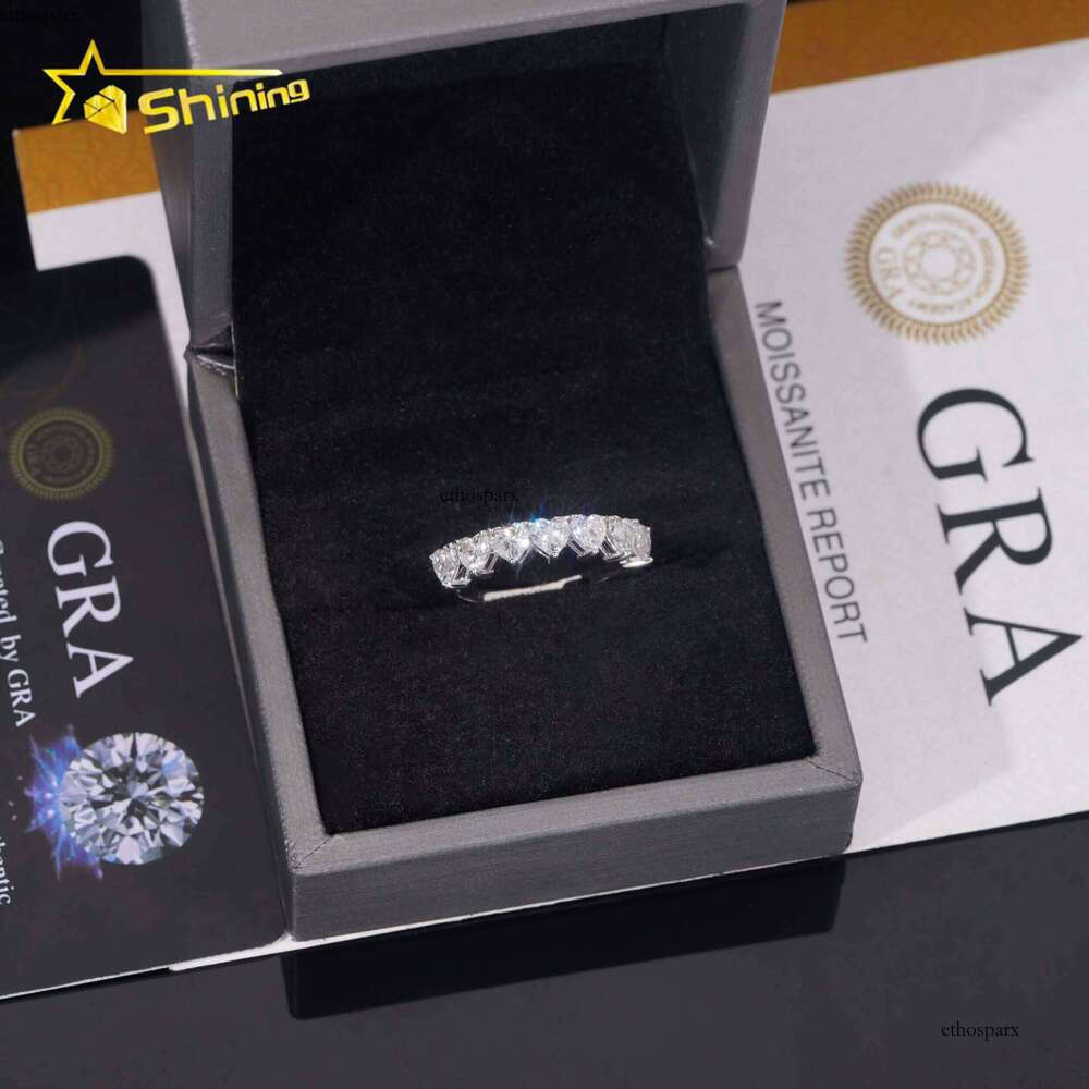 Sterling Silver Heart Shape 4mm Half Eternal Moissanite Women Ring