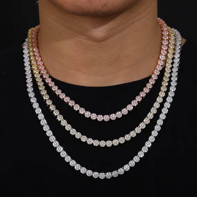 High quality cross-border European and American new style 8mm plum blossom chain, hip-hop trend street necklace jewelry accessory