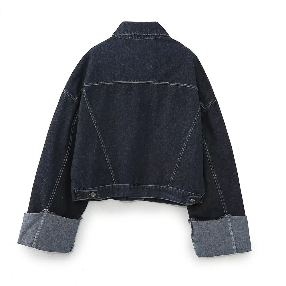 2025 Women Vintage Denim Jacket Pant Sets Casual Jeans Suit Lapel Long Sleeve Coat Wide Leg Trousers Jeans High Street Outfits 250808