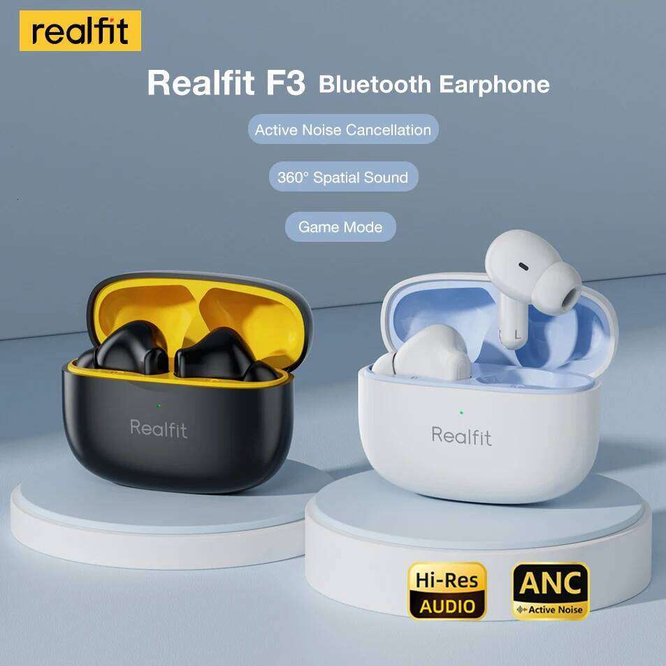 Realfit F ANC Active Noice Cancellation Bluetooth Earphones ENC Call HIFI Stereo Superb Bass Wireless Earbuds Sport Gaming