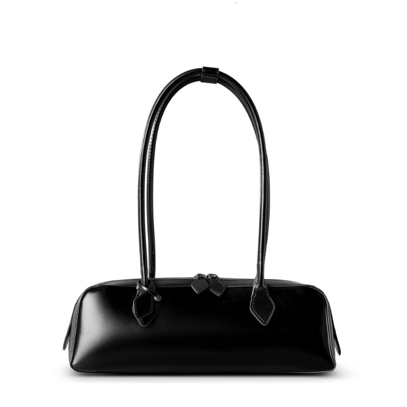 Women's New Korean Niche Design Single Shoulder Large Capacity Cowhide Underarm Long Red Baguette Bag For Women
