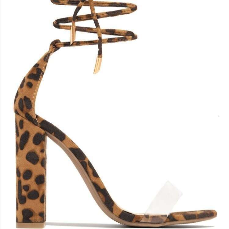 New Transparent Strap Chunky High Heel Designer Shoes Women's 2025 Summer Fashion Large Size Peep Toe Sandals