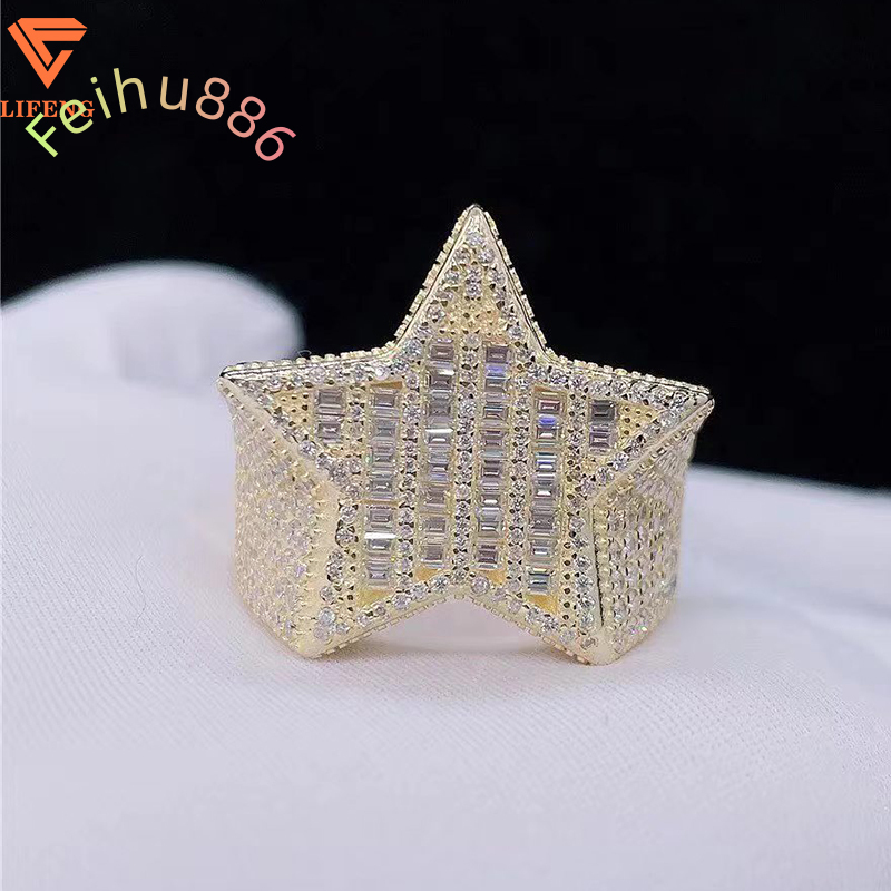 Hip Hop the Latest Romantic Party Star Shape Moissanite Ring Diamond Eternal Moissanite High-end Luxury Ring