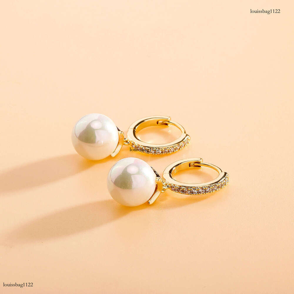 French Style Light Pearl for Women Versatile Micro Pave Zircon Drop Earrings Trendy Ear Jewelry