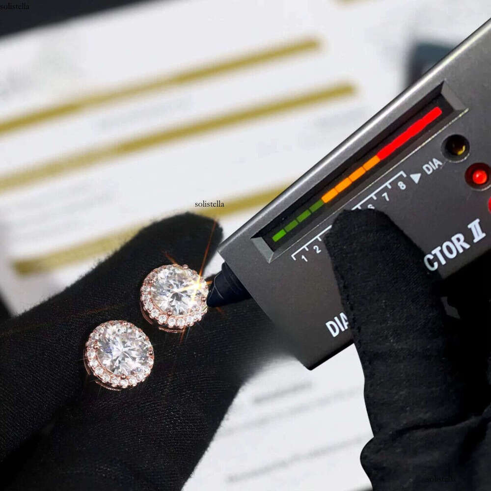 Wholesale Price Sier Moissanite Earrings for Women Brilliant D VVS with Dia Tester 6.5mm 8mm Halo Cut