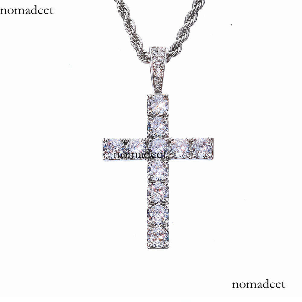 Iced Out VVS Moissanite Cross Pendant Hip Hop Full Dia Jewelry Men's Necklace