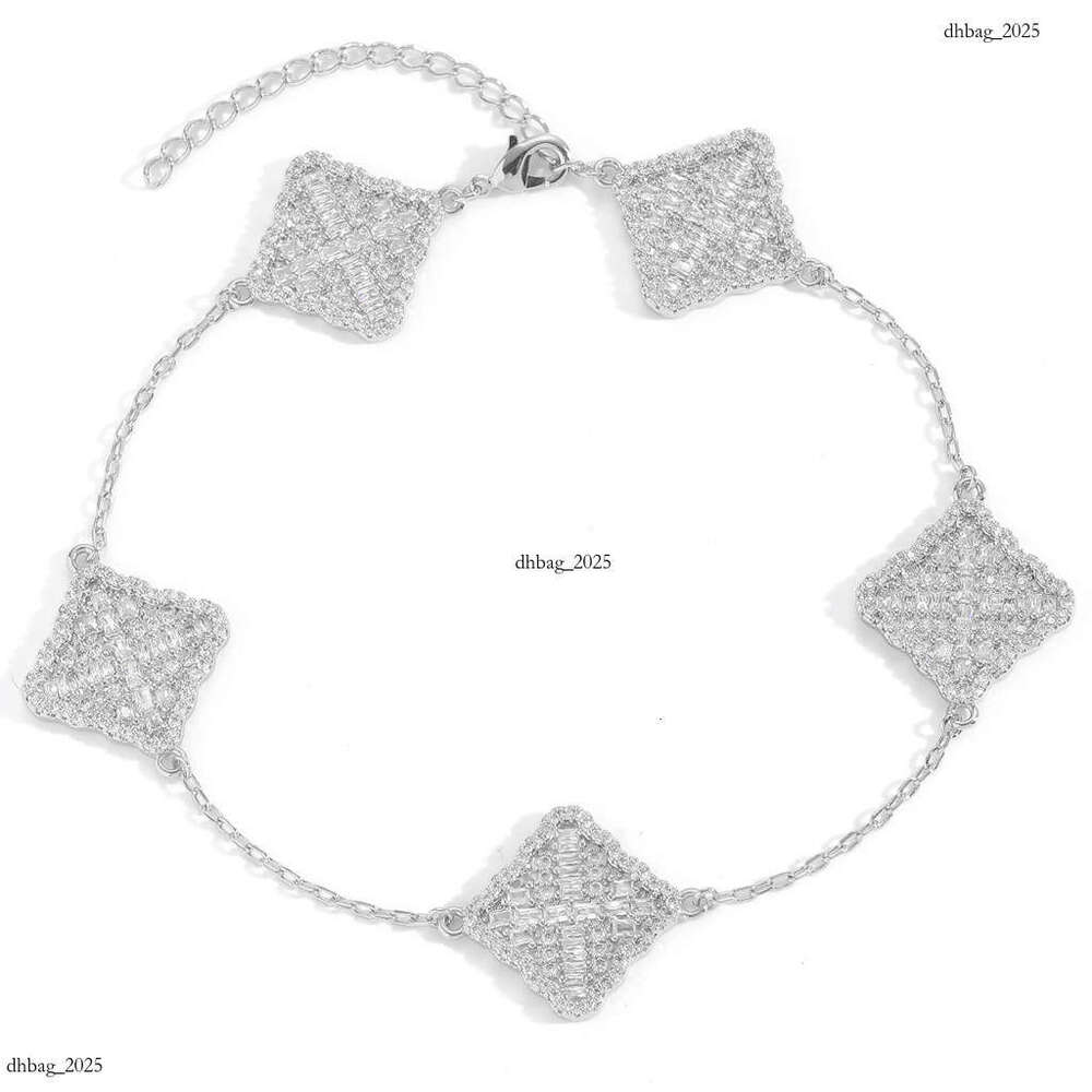 New Lucky Clover Bracelet Summer Women High-end Gold Light Niche Sterling Silver Inlaid Dia Jewelry