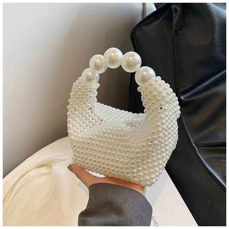 Fashion Acrylic Beading Women Beaded Handbags Handmade Woven Summer Beach Party Purses Tote bag high-quality