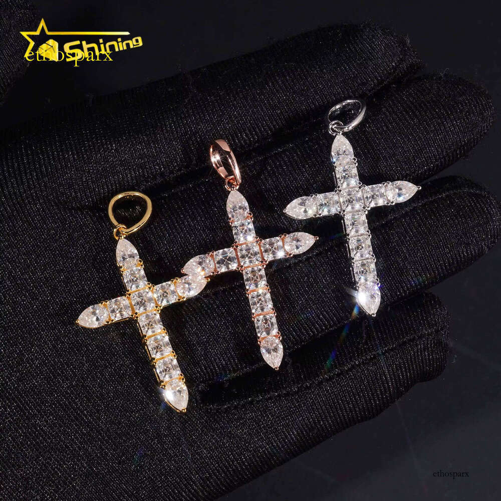 VVS Dia Iced Out Sier Hip HopJewelry Moissanite Custom Cross Pendant