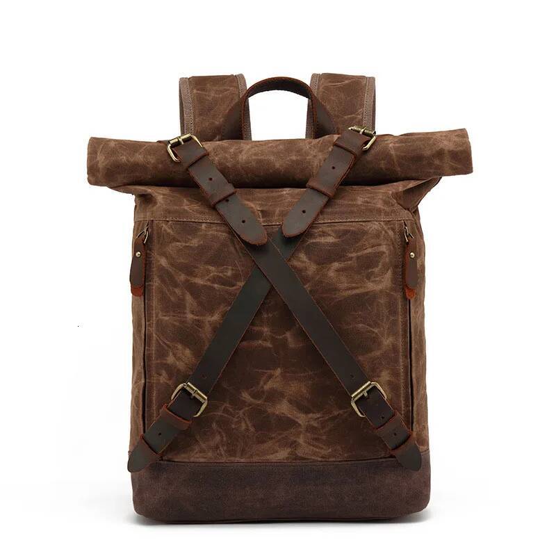 Vintage Backpacks for Men Oil Wax Canvas Rucksacks Travel bag Backpack Large Waterproof Daypacks Retro Bagpack high-quality