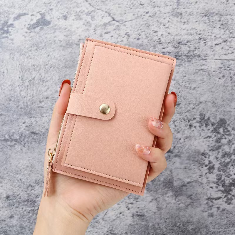 2025 Short Wallet For Women New Multi-card Slot Zipper Button Card Luxury Bag Holder Simple Ladies Card Case Student Coin Purse