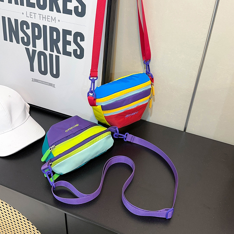 Fashion Dopamine Color-block Crossbody Small Bag Korean Style Luxury Bag Single Shoulder Outdoor 2025 Summer New Designer Bag Simple Trendy Crossbody 