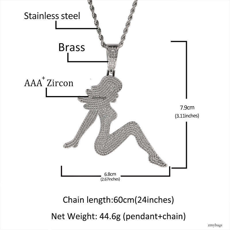Boy New Sexy Silhouette Inlaid Dia Hip-Hop Trend Personality Long Hair Girl Necklace Pendant