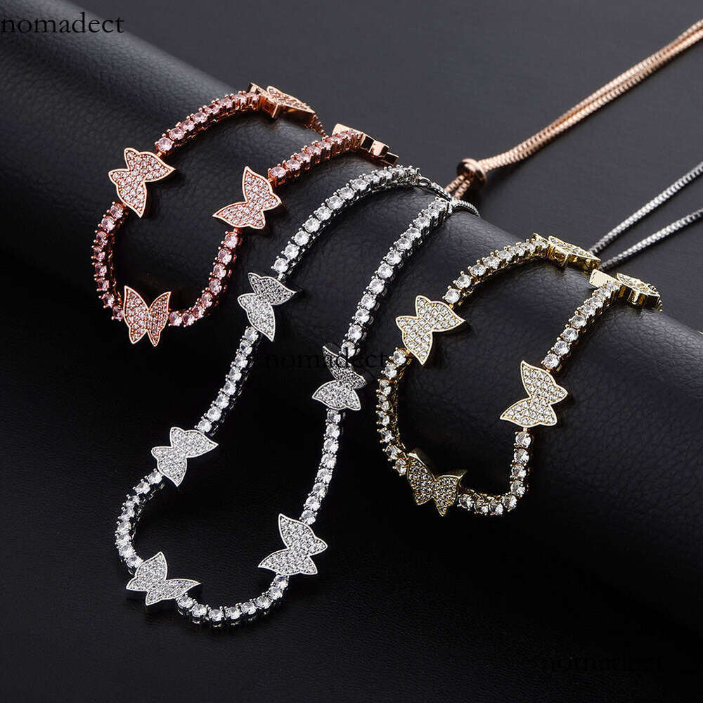 Butterfly Colorful Cuban Chain Full Moissanite chain Hip Hop Trendy Unisex Necklace