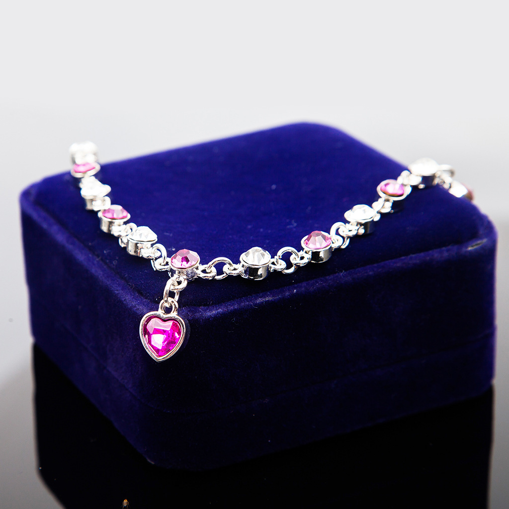 Korean Fashion New Jewelry Ocean Heart Heart-Shaped -Studded Crystal Women's Accessories Bracelet