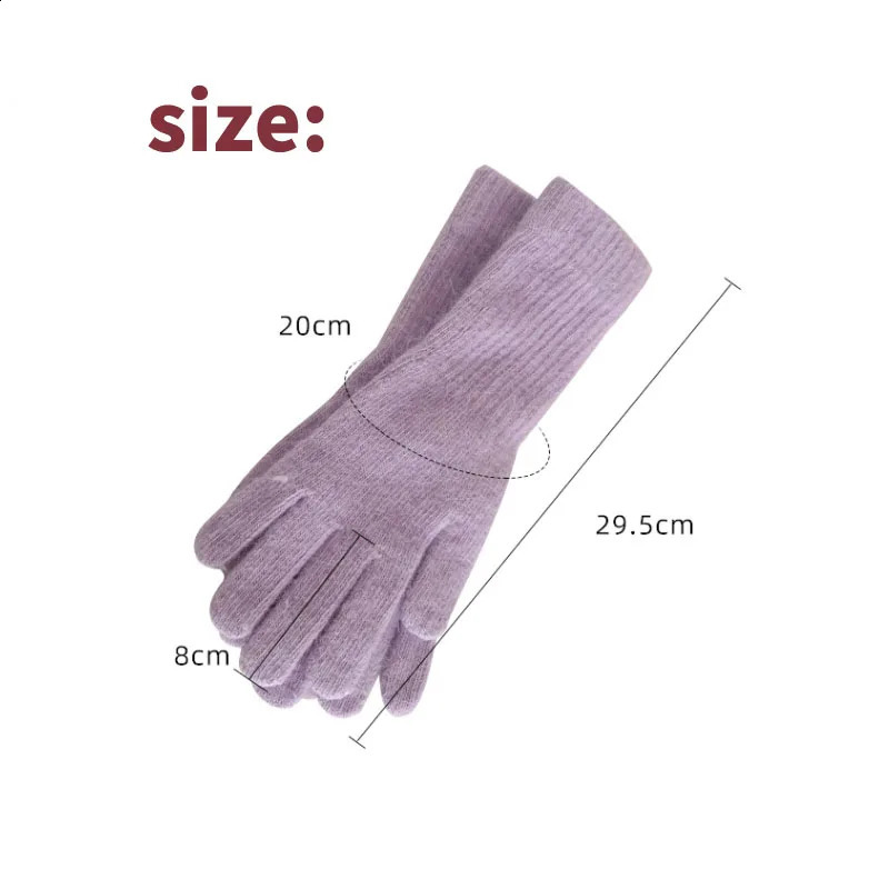 Korean Longer Gloves Women Winter Rabbit Knitted Finger Gloves Christmas Thick Warm Gloves 250807
