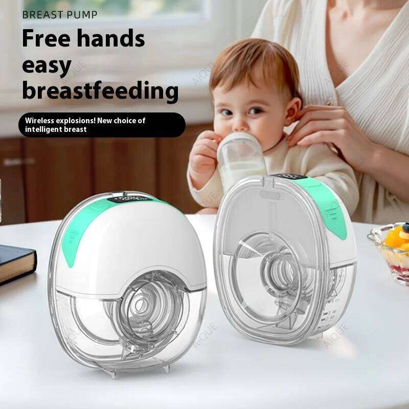 AiQUE Wearable Electric Pump 4 Modes 12 Suction Levels Silent Hands Free Breast Pumps Milk Collector Breastfeeding