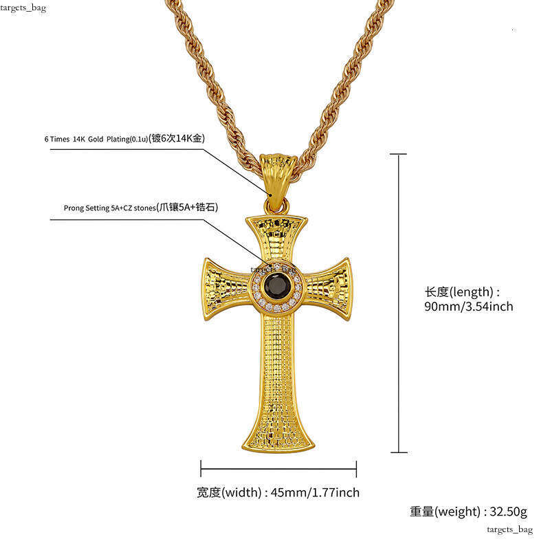 Light Cross Necklace Micro Paved Purple Moissanite chain Sterling Silver Gold-Plated Fashionable Temperament Titanium Steel Twist Chain
