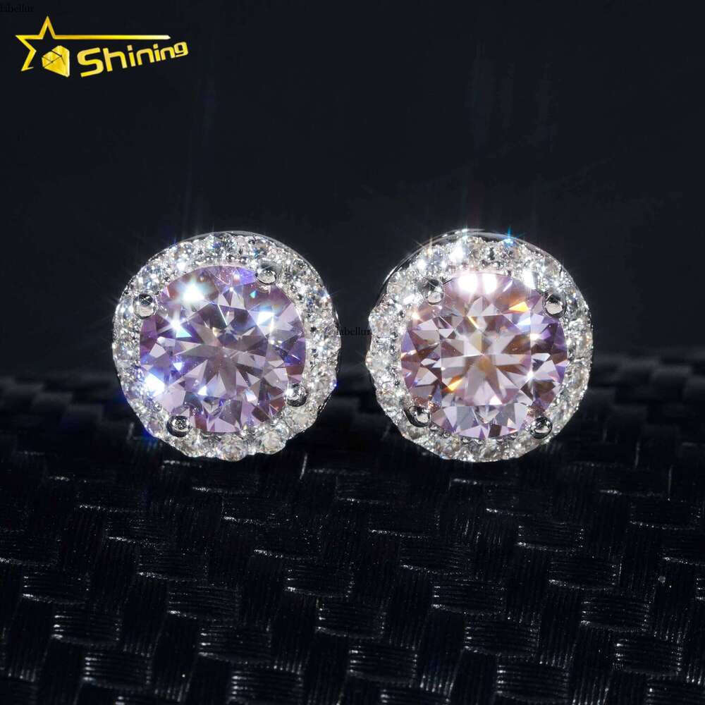 RTS Pass Dia Tester Classic Hip Hop Jewelry Sterling Sier Gold Plated 6.5mm Colored VVS Moissanite Stud Earrings