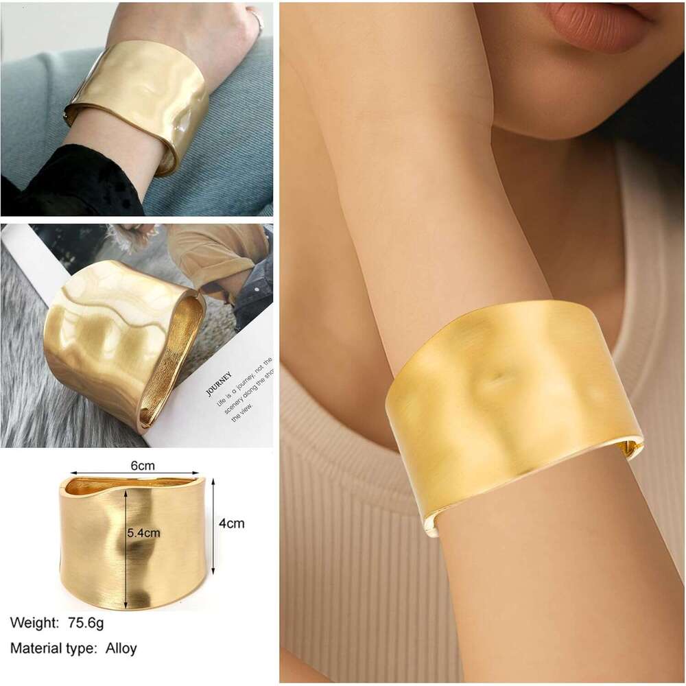 y Women Boho Hippie Cuff Set Irregular Statement Stackable Thick Gold Bangle Bracelets for Festival & Everyday Wear