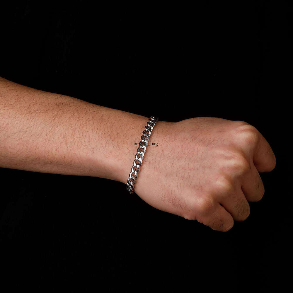 Non-Fading Sterling Silver Cuban Chain Hip-Hop Necklace Bracelet Unisex Trendy Versatile Accessory