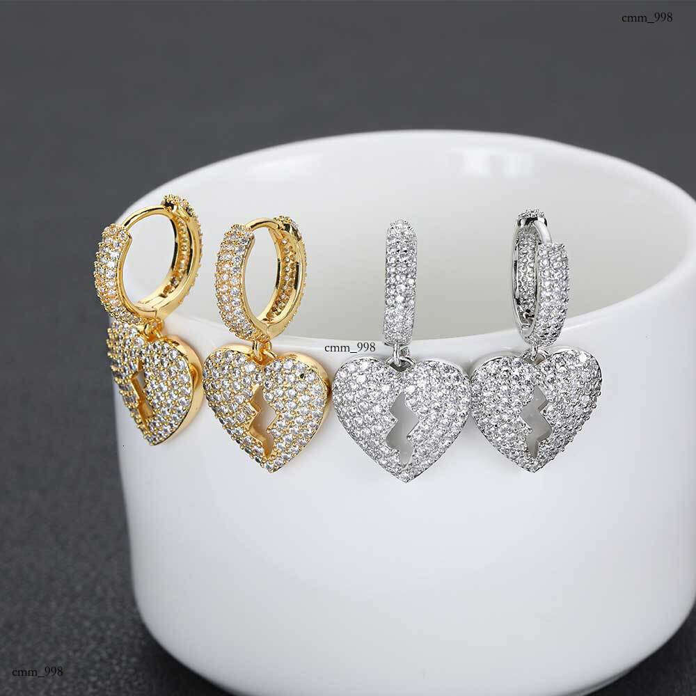 Heartbreak Hip Hop Full Zircon Personality Unisex Hiphop Stud Earrings