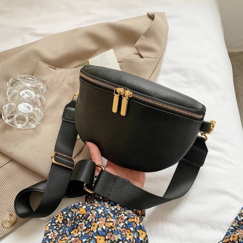 Quality Solid Colour Soft PU Leather Packs For Women Simple Design Female Fanny Pack Ladies Waist Crossbody Belt Bag