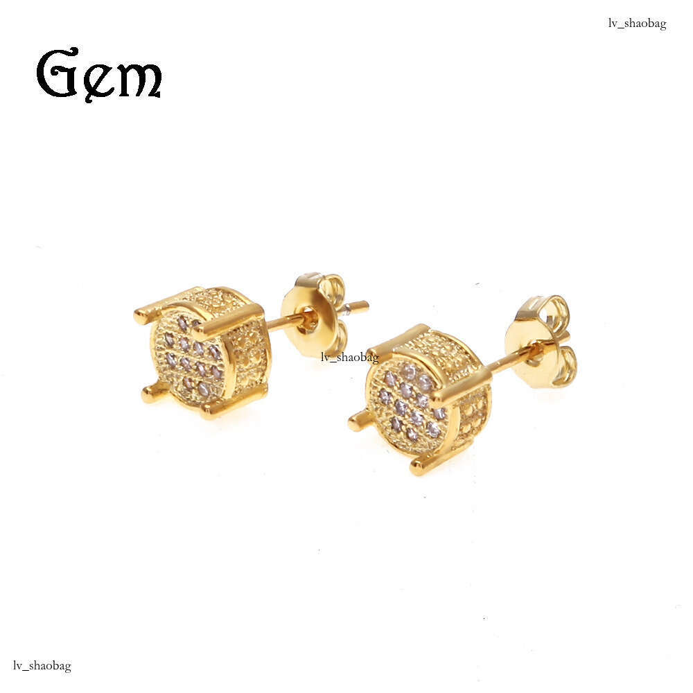 Hip-Hop Jewelry Zircon Micro-Inlaid Round Earrings Accessories
