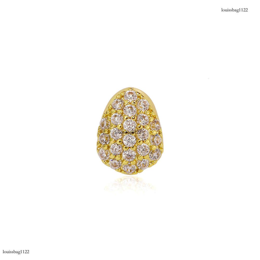 Full Dia Plated Real Zircon Grillz Water Drop Single Gold Tooth TEMU Halloween Personality Teeth Jewelry