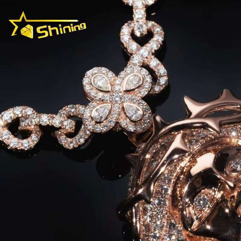 Fine Jewelry Sterling Sier Rose Gold Plated Hip Hop Jesus Pendant Custom Iced Out VVS Moissanite Dia Pendants