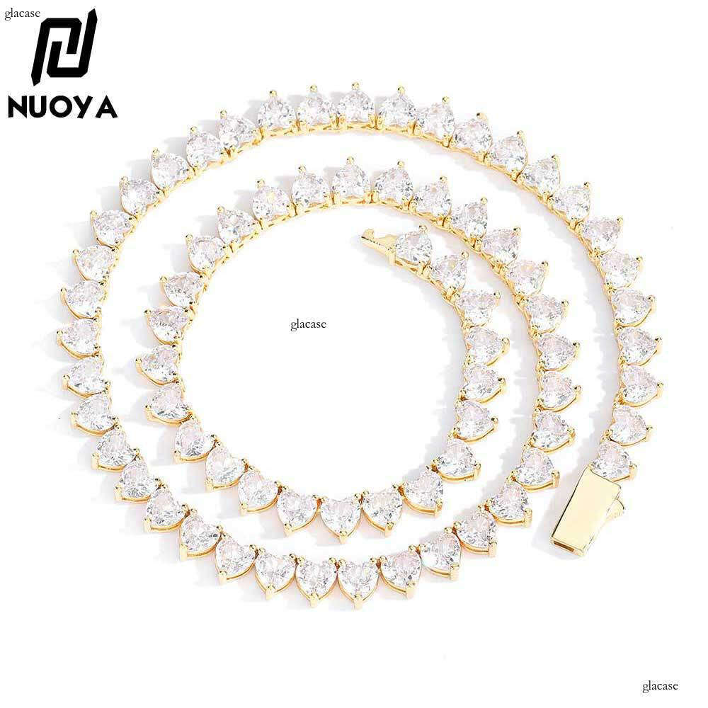 6mm Spring Buckle Heart-Shaped Moissanite chain Tennis Chain Hip-Hop Unisex Personality Heart Necklace