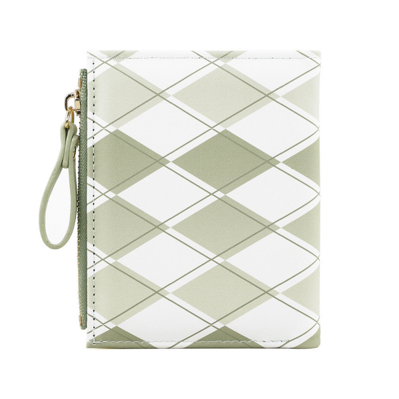 Small Wallet For Women, High-end Feel, Small Foldable Wallet, Short Plaid Luxury Bag Color-block Simple Coin Purse, Clutch Bag, Cross-border