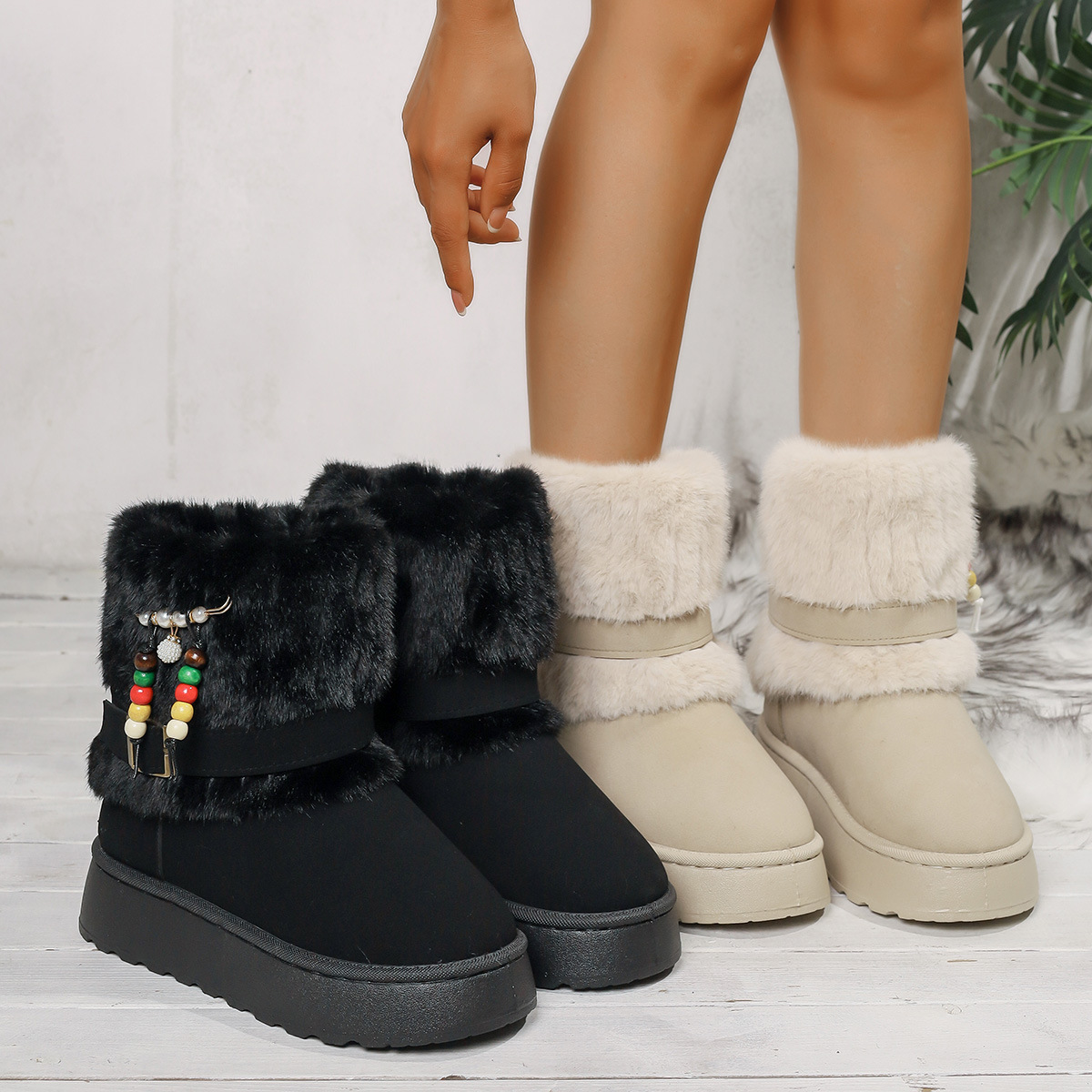 Free delivery designer woman boots Cotton boots with plush midsole snow boots make you look slimmer and taller keeping you warm